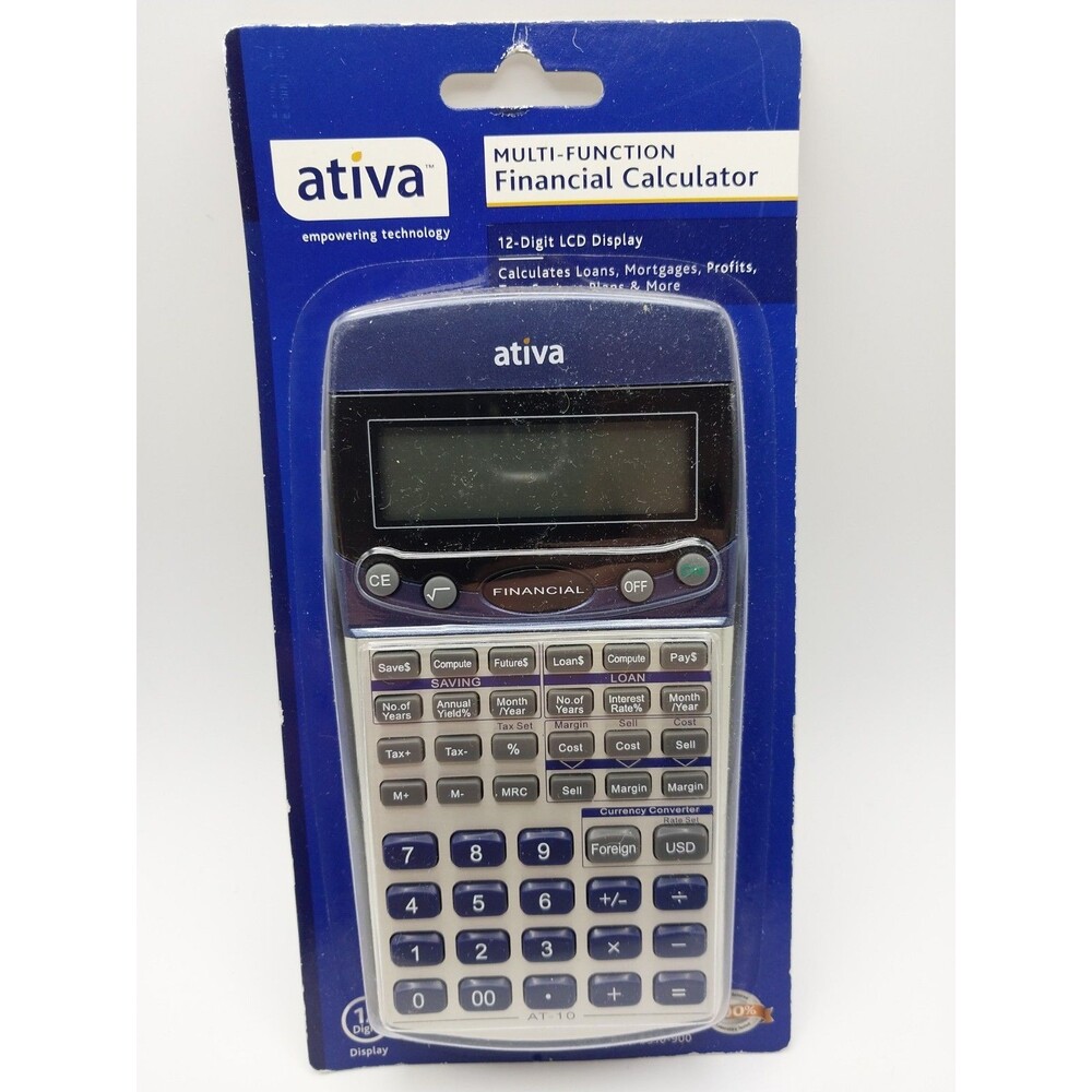 OFFICE DEPOT Ativa AT-10 MultiFunction Financial Calculator 12 Digit LCD Display